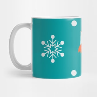 A cute fox pattern with snowflakes on a blue background Mug